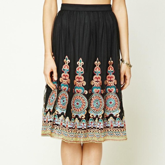Forever 21 Tulle Embroidered Skirt - Picture 4 of 6